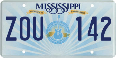 MS license plate ZOU142