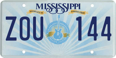 MS license plate ZOU144