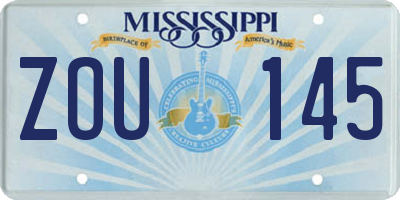 MS license plate ZOU145