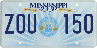 MS license plate ZOU150