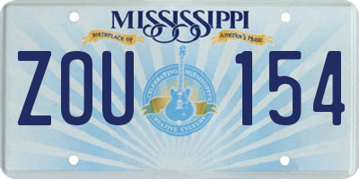 MS license plate ZOU154