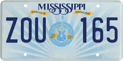 MS license plate ZOU165
