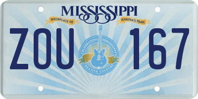 MS license plate ZOU167
