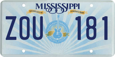 MS license plate ZOU181