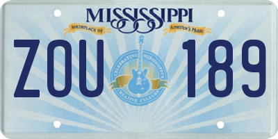 MS license plate ZOU189