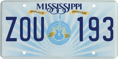 MS license plate ZOU193