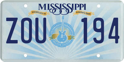 MS license plate ZOU194