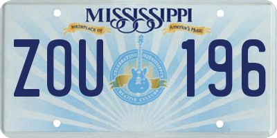 MS license plate ZOU196