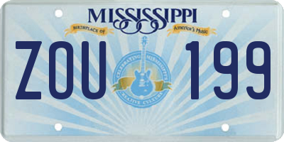 MS license plate ZOU199