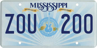 MS license plate ZOU200