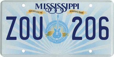 MS license plate ZOU206