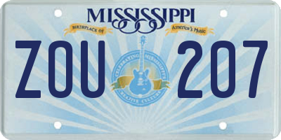 MS license plate ZOU207