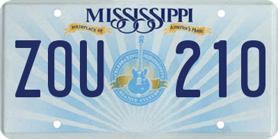 MS license plate ZOU210
