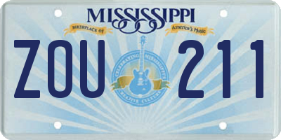 MS license plate ZOU211