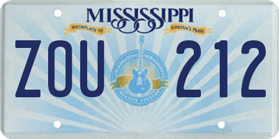 MS license plate ZOU212