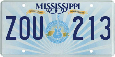 MS license plate ZOU213
