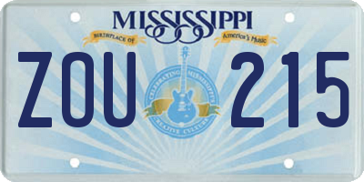 MS license plate ZOU215