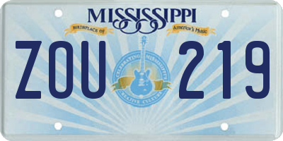 MS license plate ZOU219