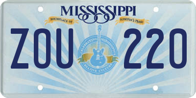 MS license plate ZOU220