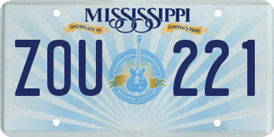 MS license plate ZOU221