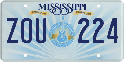MS license plate ZOU224