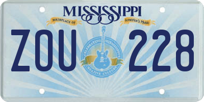 MS license plate ZOU228
