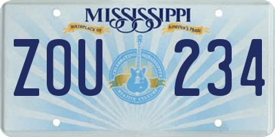 MS license plate ZOU234