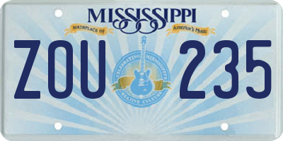 MS license plate ZOU235