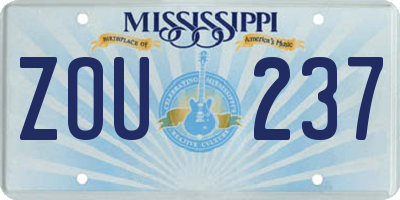 MS license plate ZOU237