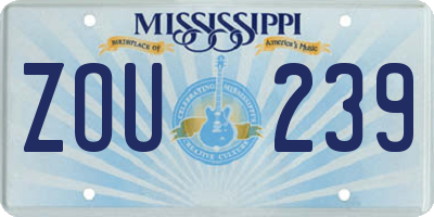 MS license plate ZOU239