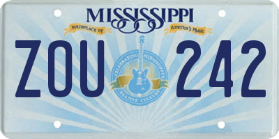 MS license plate ZOU242