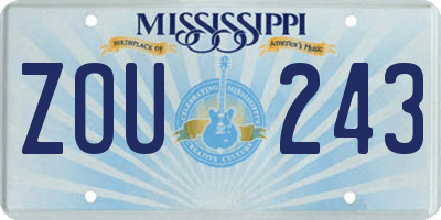 MS license plate ZOU243