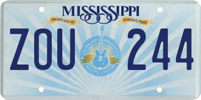 MS license plate ZOU244