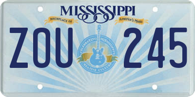 MS license plate ZOU245