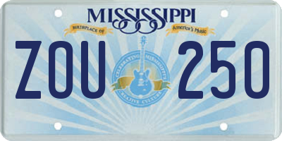 MS license plate ZOU250