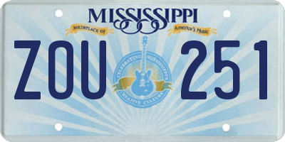 MS license plate ZOU251