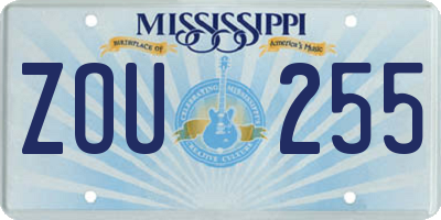 MS license plate ZOU255