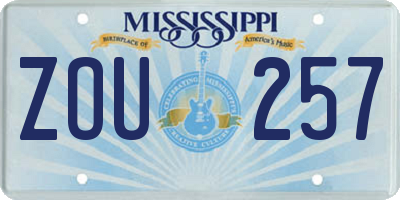 MS license plate ZOU257
