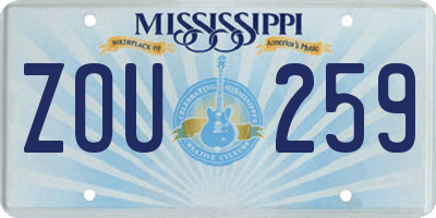 MS license plate ZOU259