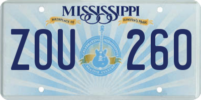 MS license plate ZOU260
