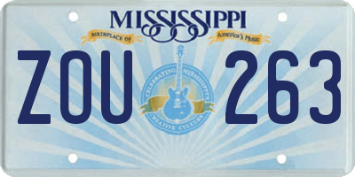 MS license plate ZOU263