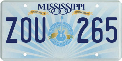 MS license plate ZOU265
