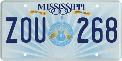 MS license plate ZOU268