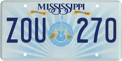 MS license plate ZOU270