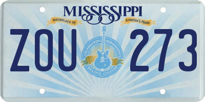 MS license plate ZOU273