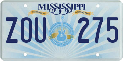 MS license plate ZOU275
