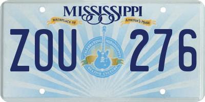MS license plate ZOU276