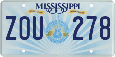MS license plate ZOU278