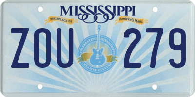 MS license plate ZOU279