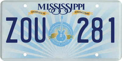 MS license plate ZOU281